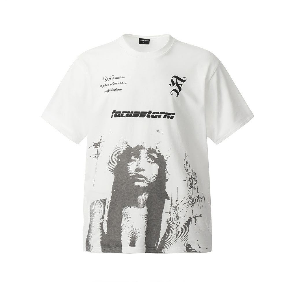 Printed T-shirt Short-sleeved Shirt For Men White