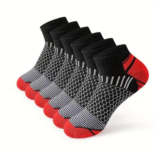 Running Basketball Outdoor Socks Men's Breathable Sweat Absorbing Socks Ankle Socks Black And Red 10Pairs