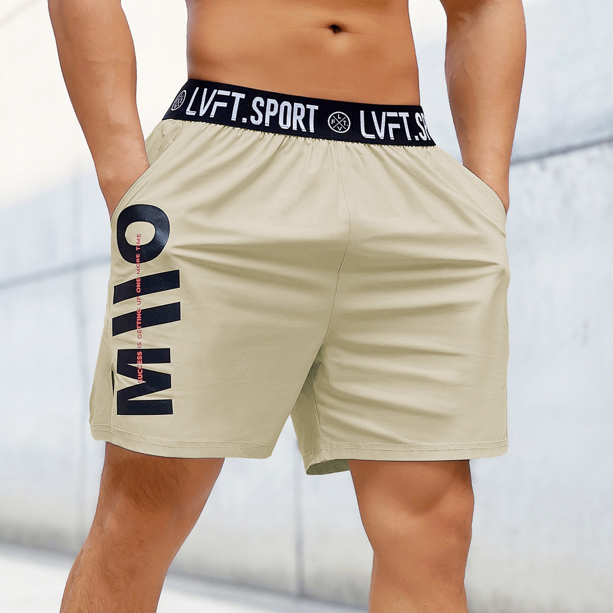 American Summer Workout Men's Shorts Sports Basketball Outdoor Exercise Loose Breathable Quick-drying Thin Elastic Pants Khaki