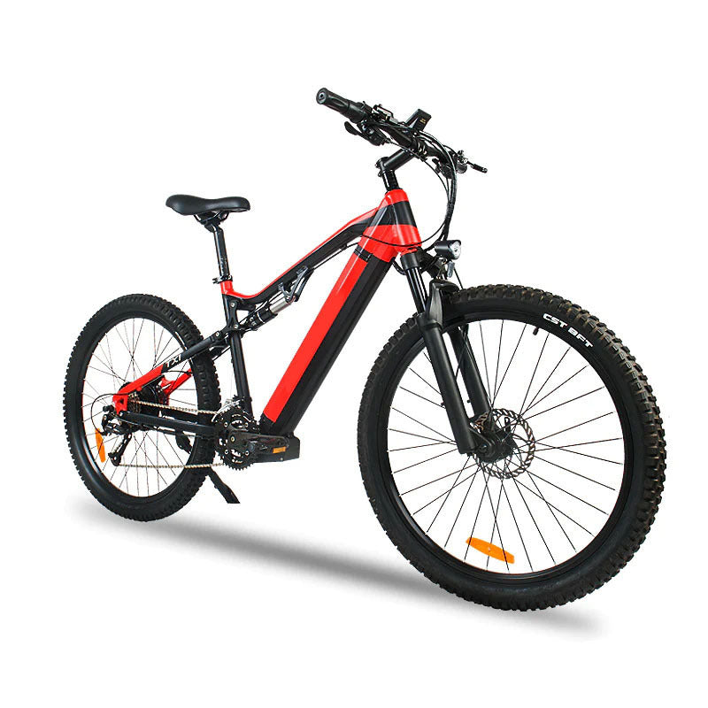 Red 500W Electric Ebike - 27.5 Inch Electric Mountain Bicycle 48V 27 Speed - Bafang Motor Red