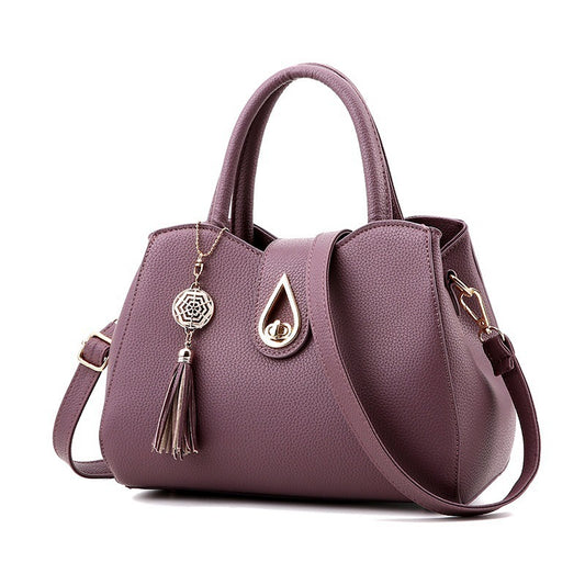 Women Handbag Bag Ladies Tassel High Quality PU Leather Totes Bags Brief Women Shoulder Bag Ladies Bags Purple