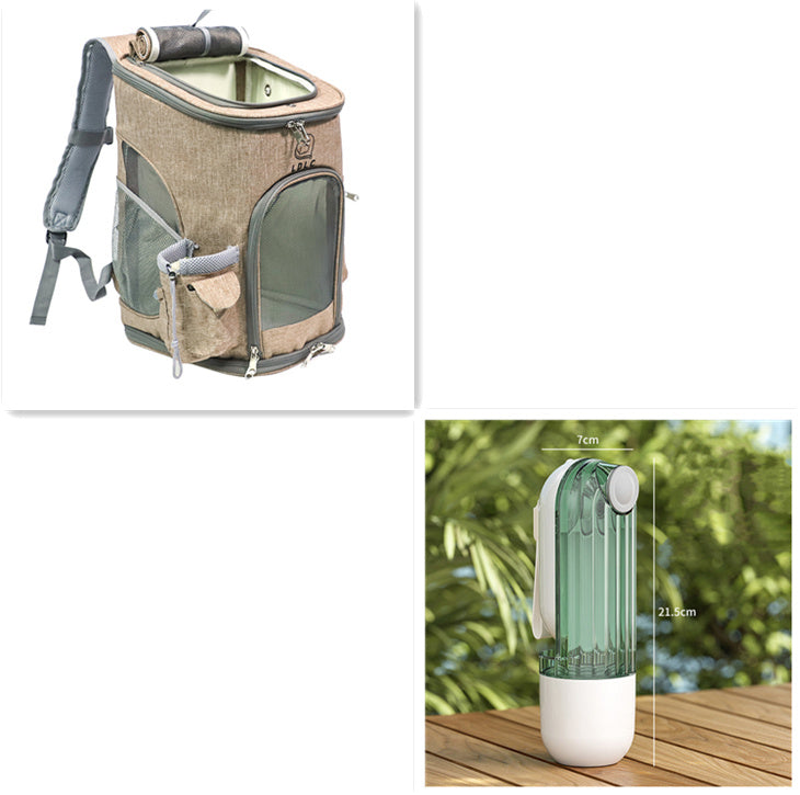 2 In 1 Pet Water Cup Segment Design Green Dog Walking Portable Drinking Cup Dog Feeding Supplies Pet Supplies Dog Walking Water Feeder Pets Products Green set