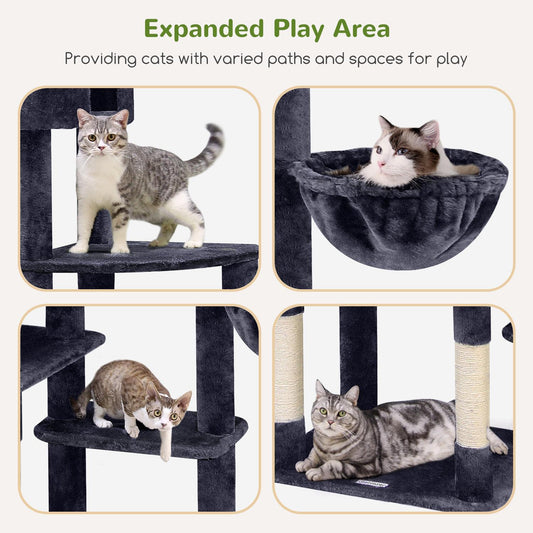 Giant Indoor Adult Cat Tree And Tower With 9 Scratching Posts For Heavy Cats