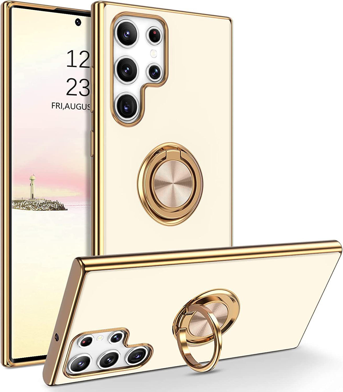 Applicable M54 Phone Case 6D Ring On-board Bracket Silicone Protective Sleeve Electroplating Milky White