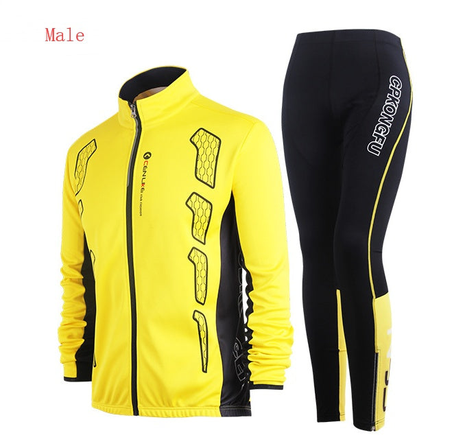 Spring and autumn bicycle Jersey long-sleeved suit men and women models mountain bike team version of clothes autumn and winter coat Male yellow