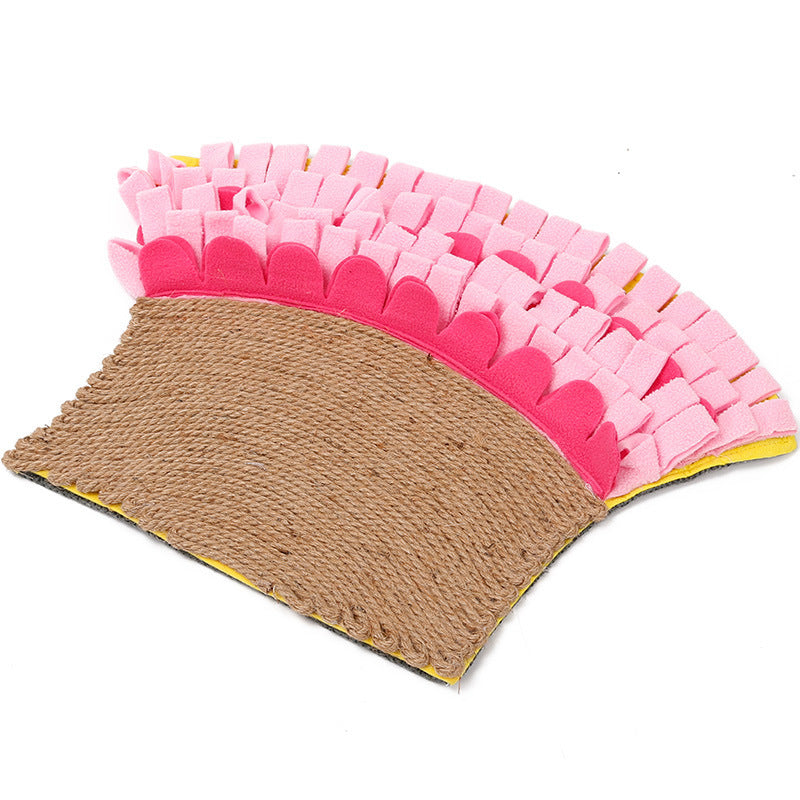 Natural Jute Puzzle Sniff Food Cat Mat Blanket Yellow