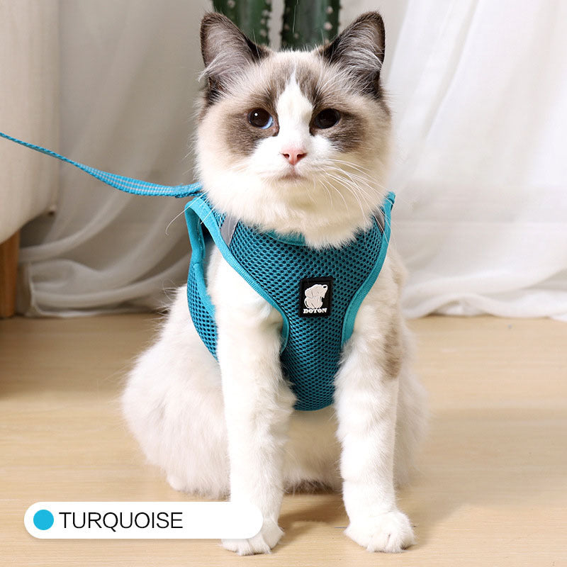 Anti-strike cat traction cat harness Turquoise green