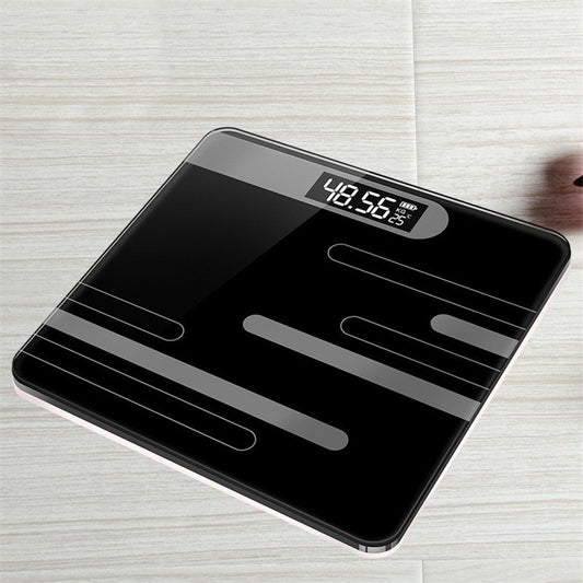 Mrosaa Bathroom Floor Body Scale Glass Smart Electronic Scales USB Charging LCD Display Body Weighing Digital Weight Scale Black line SUB