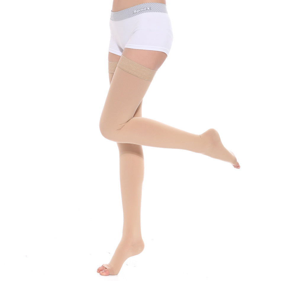 Women's Fashion Sports Long Compression Socks Skin Tone Showing Toe