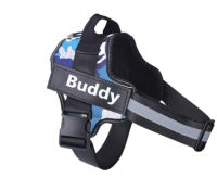 Personalize Dog Harness Dog Name Camouflage blue