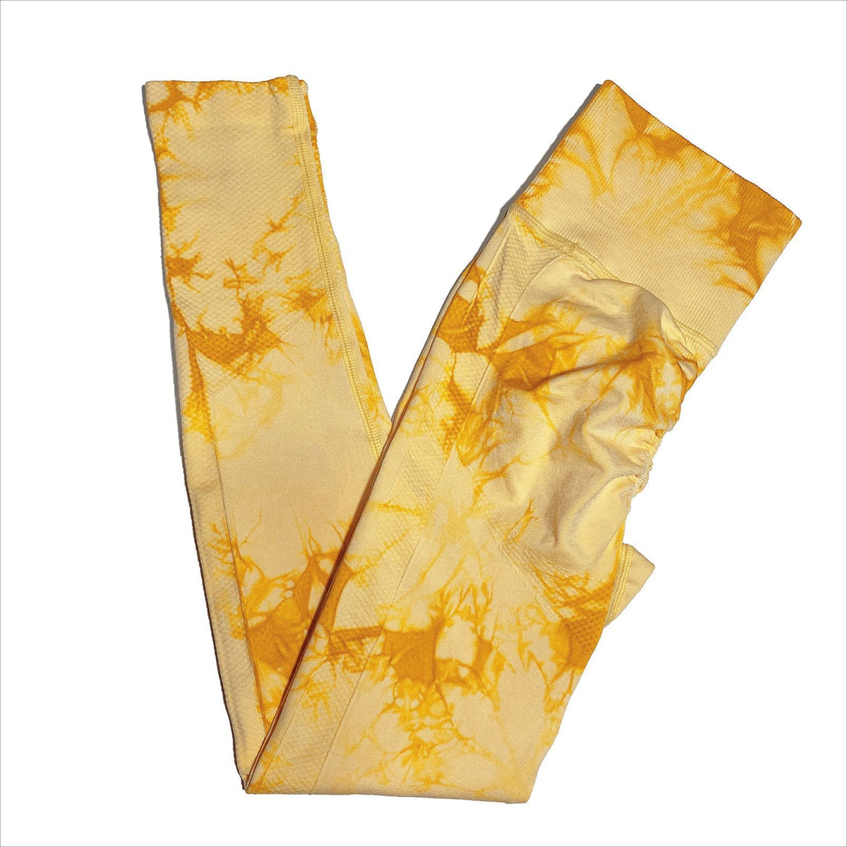 Hip-Lifting Leggings Sports Jacquard High-Waist Yoga Pants Yellow