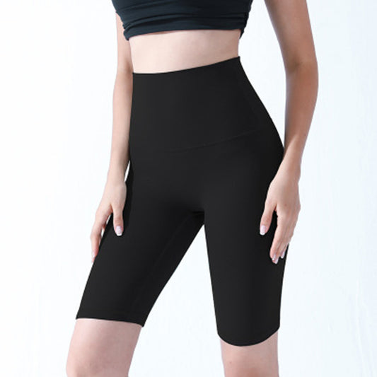 High-Waist Hip-Lifting Sports Shorts Training Fitness Exercise Five-Point Pants Black