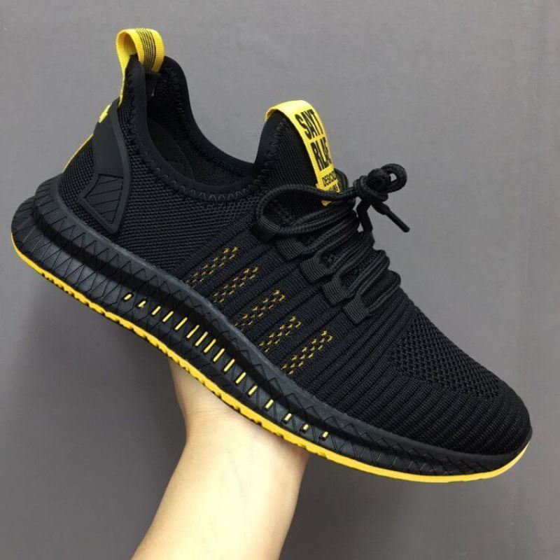 All Black Work Shoes Men's Mesh Men's Shoes Breathable Lightweight Mesh Shoes Summer Mesh Sports Casual Shoes Yellow