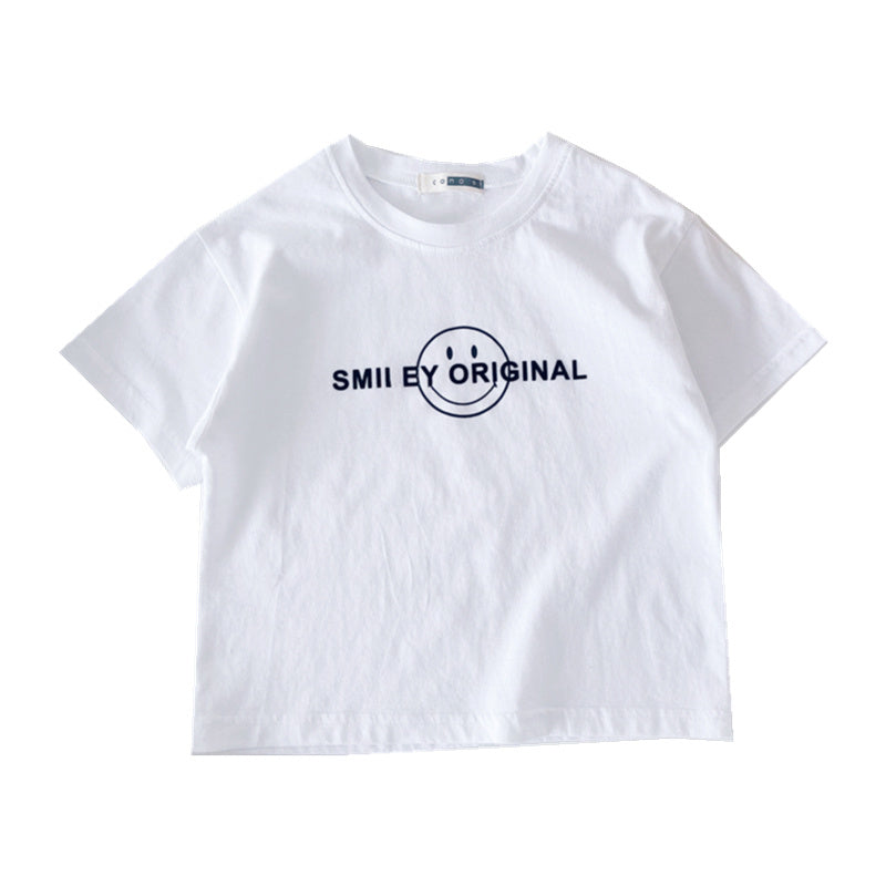 Xiaojiejia Children"s Clothing Boys" Summer Clothing New Boys" T-shirt Summer Children"s Short Sleeve Baby Half Sleeve Top White
