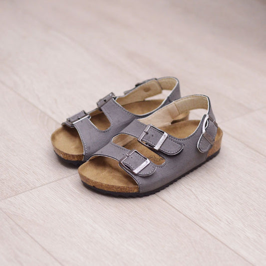 Children Boys And Girls Cork Sandals One Word Shoes Flip Flops Beach Double Ring