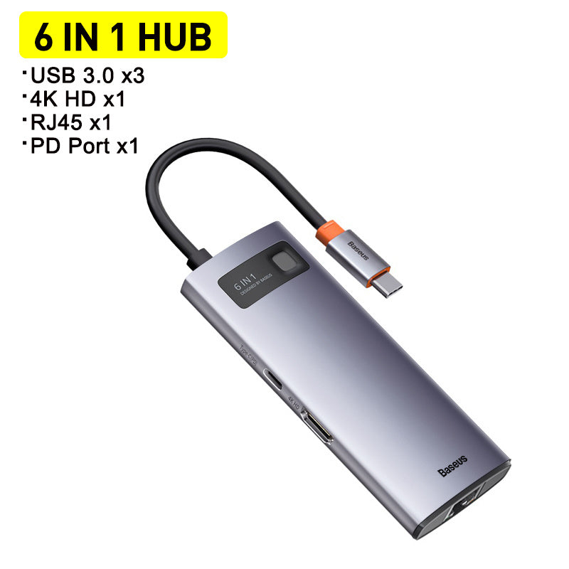 Metal Shimmer Typec Hub Multi-function Docking Station 4K HD USB Notebook 6-in-1 Six in one