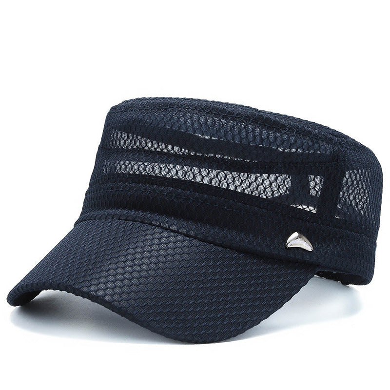 Middle-aged and elderly peaked caps sun hats Navy Blue adjustable