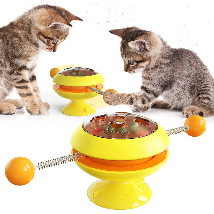 Rotatable Cat Toys Supplies With Catnip Interactive Training Toys For Cats Kitten Cat Accessories Pet Products Yellow