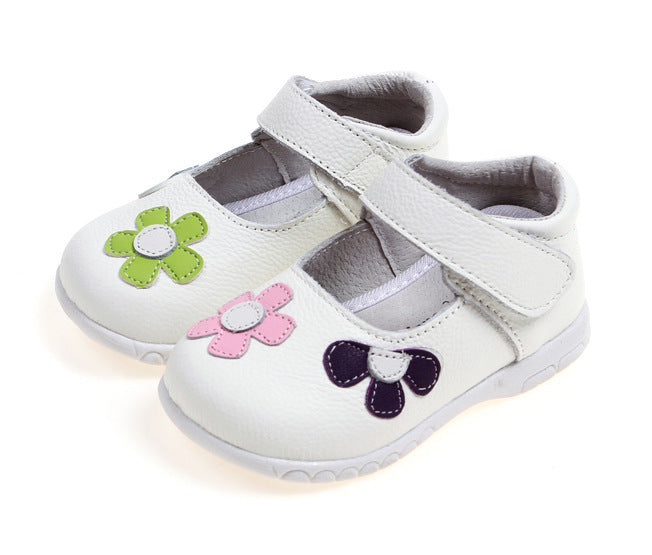 Leather Shoes Korean Princess Shoes Single Shoes Cowhide Children'S Shoes Baby Shoes White