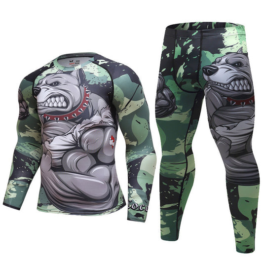 Mens Tracksuit Set D Animal Compression T-Shirt Pants Skin A