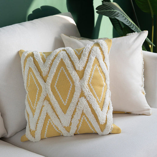 Cotton Woven Cushion Cover Tassel Pillow Case Morocco A 45x45cm