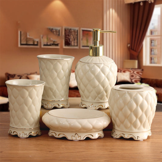 Ceramic Bathroom Kit Five Piece European Bathroom Set A