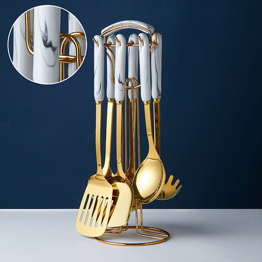 Creative Marble Ceramic Stainless Steel Kitchenware Black gold