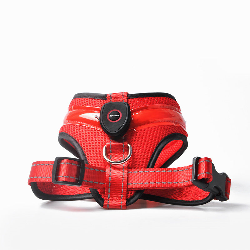 LED Luminous Dog Harness Led USB Charging Dog Chest Strap Vest Pet Safety Reflective Harness Pet Vest For Puppy Large Dog Pet Products Red