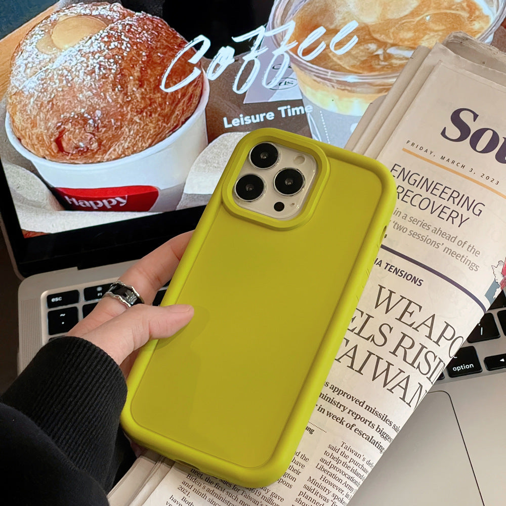 Silicone Phone Case Frosted Skin Feeling Full-cover Solid Color Couple Yellow