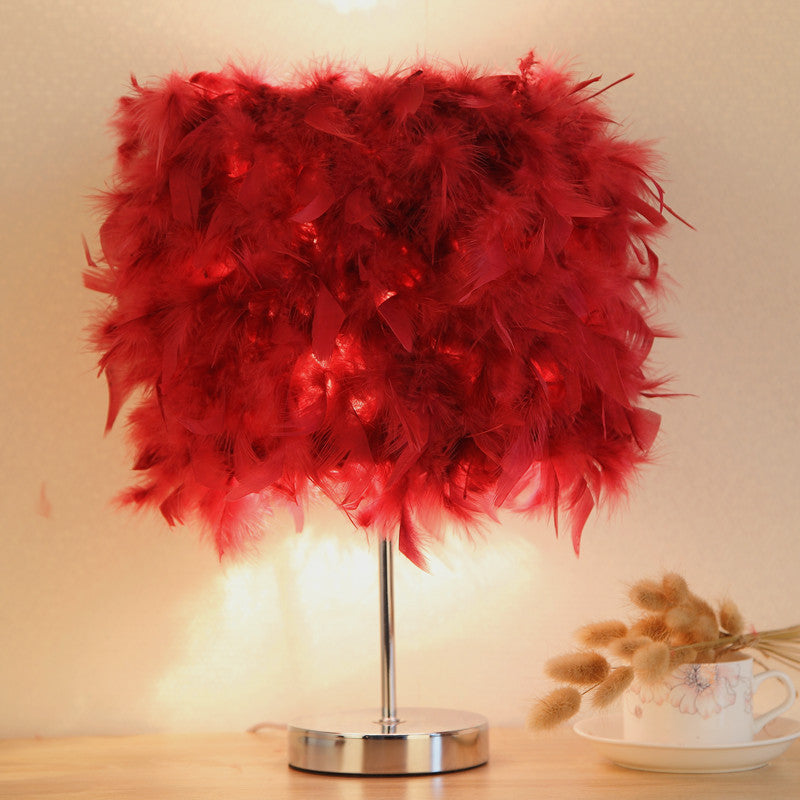 Feather bedroom cute girly night light Wine red