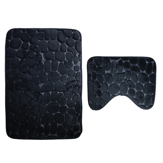 Bathroom Anti-slip Mat European And American Pebble Stone Carpet Toilet Floor Mat Set Bathroom Black