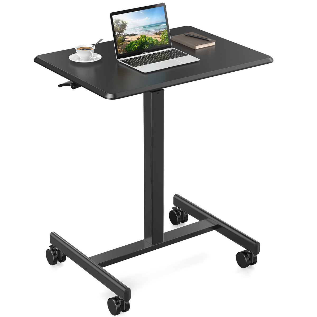 Adjustable Rolling Desk Laptop Computer Cart For Home Office Classroom Overbed Table Black