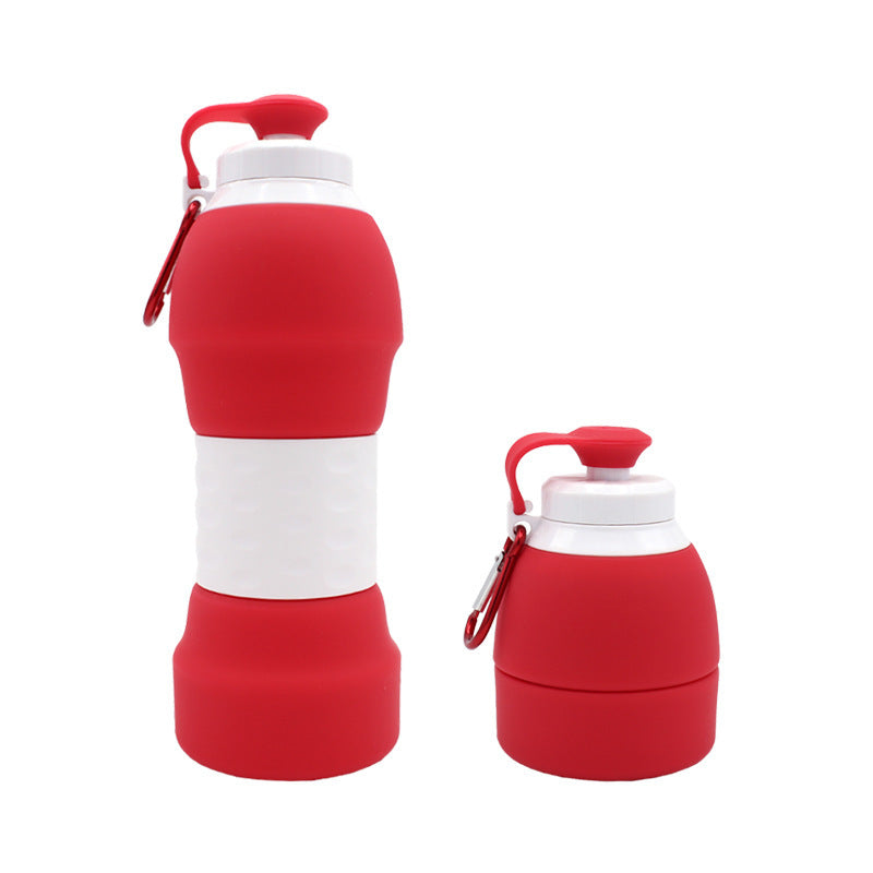 Silicone folding water bottle Red