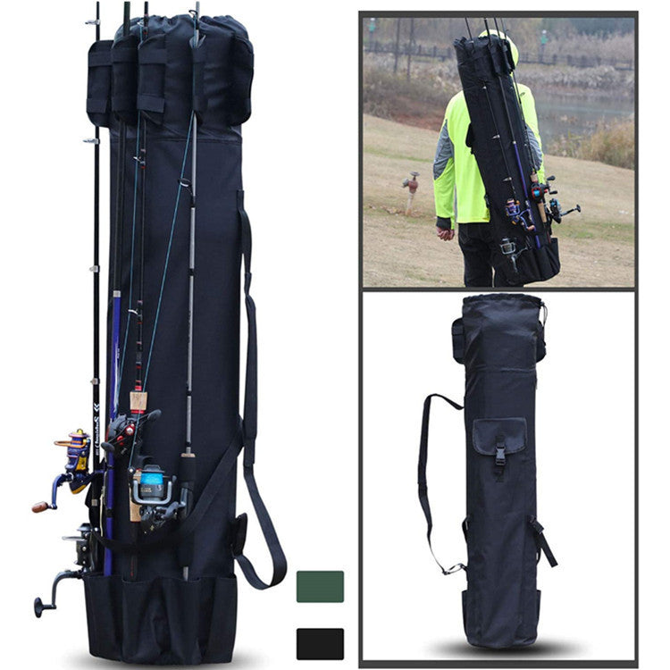 Cylinder Outdoor Fishing Bag Multifunctional Fishing Rod Bag Sea Rod Fishing Gear Storage Bag Black