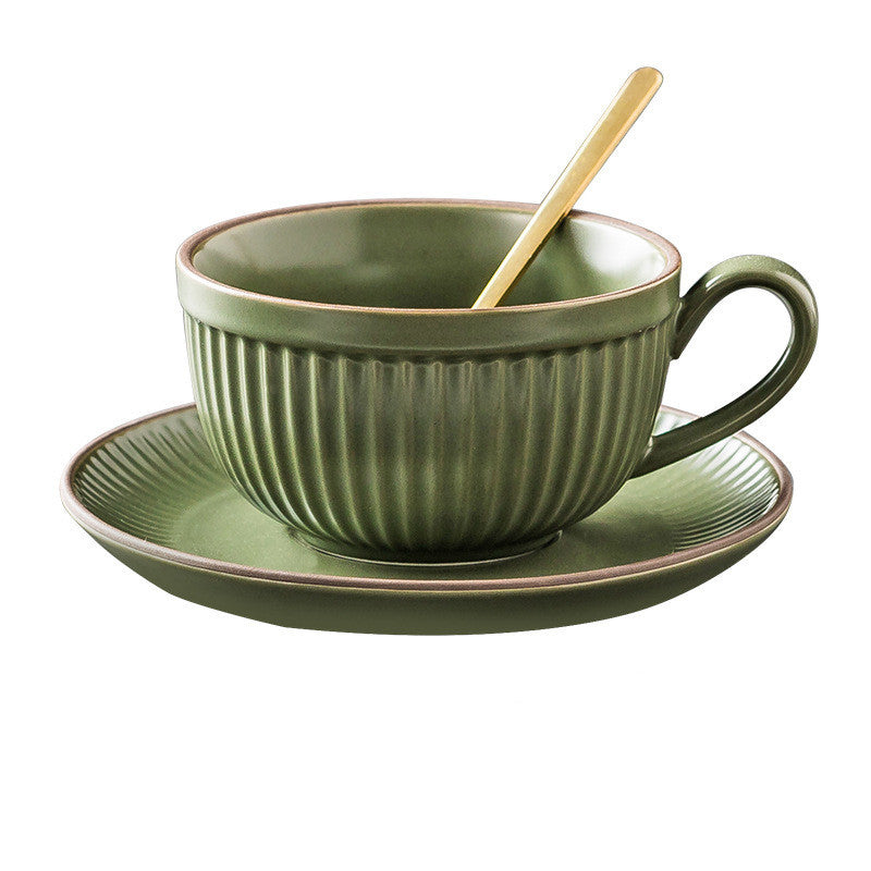 Vintage Ceramic Coffee Cup Set Olive Green 280ml