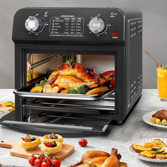 12.5 Qt Air Fryer With Dual Knob Control, Temperature Range, 60-Min Timer, Presets For French Fries, Pizza, Chicken, Fish, And Toast Healthy Oil-Free Cooking Oven
