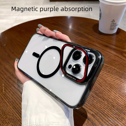 Transparent Magnetic Suction Stand Phone Protective Case Magnetic purple absorption