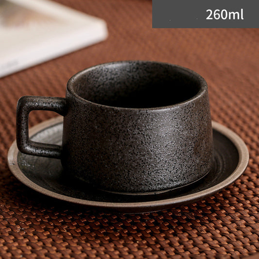 Japanese Retro Simple Ceramic Coffee Cup And Saucer Set Classic black 260ml
