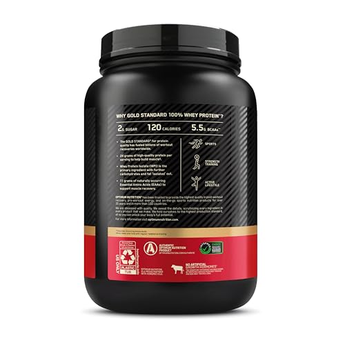 Optimum Nutrition Gold Standard 100% Whey Protein Powder, Double Rich Chocolate, 5 Pound (Packaging May Vary)