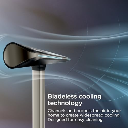 Shark TurboBlade Fan—Ultra-customizable bladeless tower fan, pivots, twists, oscillates 180°, circulates and propels air up to 80 ft., 10 noise levels + 10 speeds, easy to clean, charcoal, TF202S