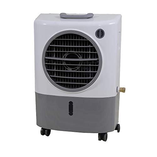 Portable Swamp Coolers - 1300 CFM MC18M Evaporative Air Cooler with 2-Speed Fan, 53.4 dB - 500 sq. ft. Coverage Evaporative Air Cooler Portable High Velocity Outdoor Cooling Fan by Hessaire - White