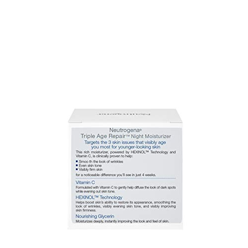 Neutrogena Triple Age Repair Anti-Aging Night Cream Facial Moisturizer, Tone-Evening Dark Spot Remover & Firming Anti-Wrinkle Nighttime Face & Neck Cream, Vitamin C & Glycerin, 1.7 oz
