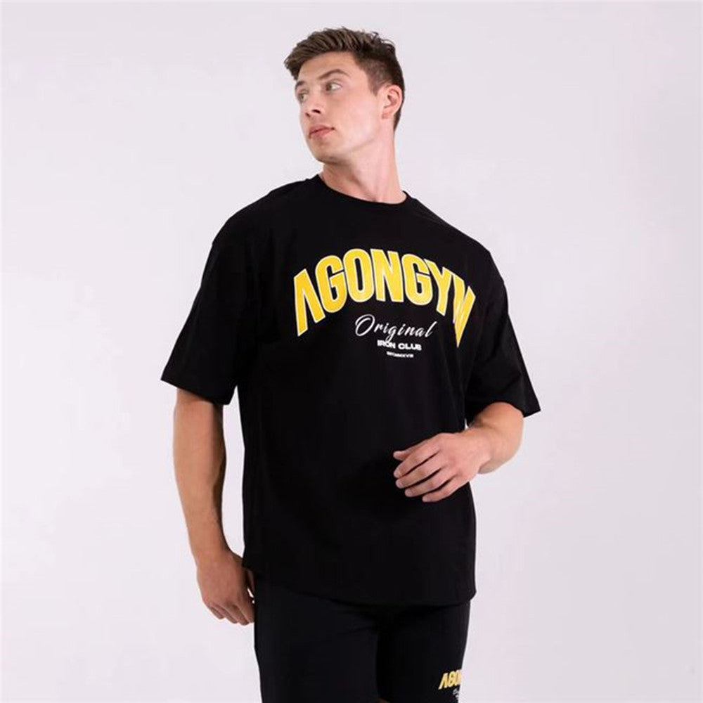 Loose Casual T-shirt Men Cotton Short Sve Shirt Yellow