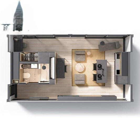 2 Storey Portable Expandable Prefab House Tiny Homes to Live in for Adults Mini Foldable Container House Mobile Home Modular Homes Mini Live Houses Double Floors Prefab Space