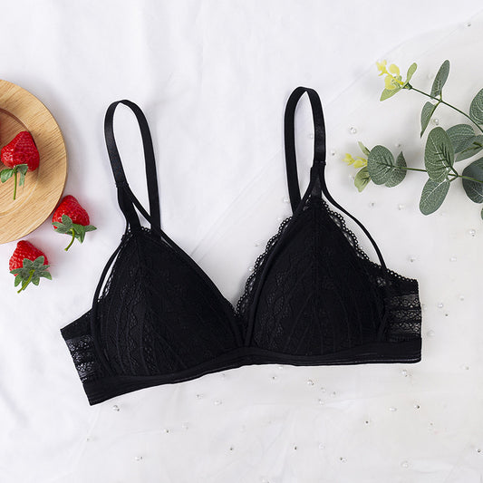 French Thin Section Gathered Lace Underwear Women Black