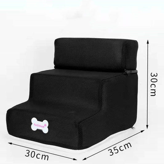 Dog Stairs Pet Climbing Ladder Sponge Steps On Bed Climbing Ladder Black 30x30x35