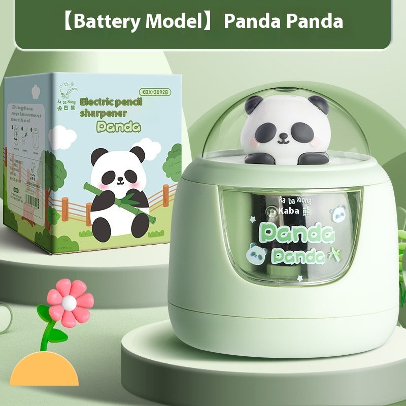 Electric Cartoon Pencil Sharpener Automatic Pencil Sharpener Penknife Green