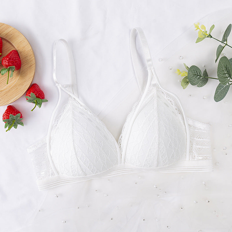 French Thin Section Gathered Lace Underwear Women White