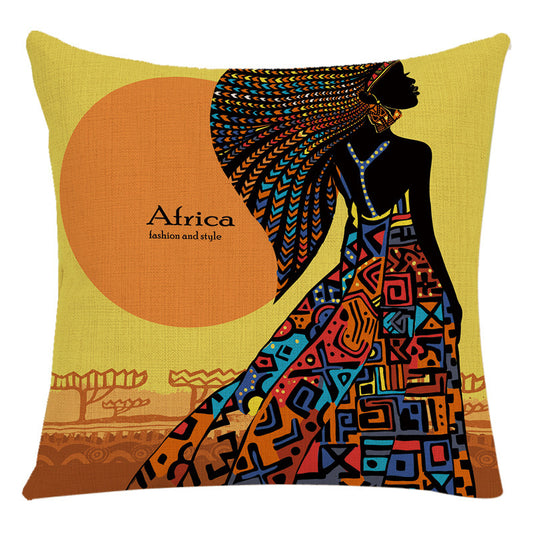African Woman Housewares Bed Cushion Cover Car Pillow A 45*45cm