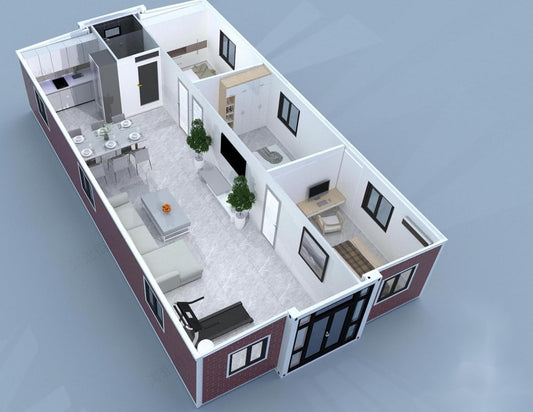 Prefab Tiny Home Modern Design Luxury Villa Houses Modern Extendable Container House with 3 Bedroom Tiny House 1 Kitchen Folding Boxable House to Live in